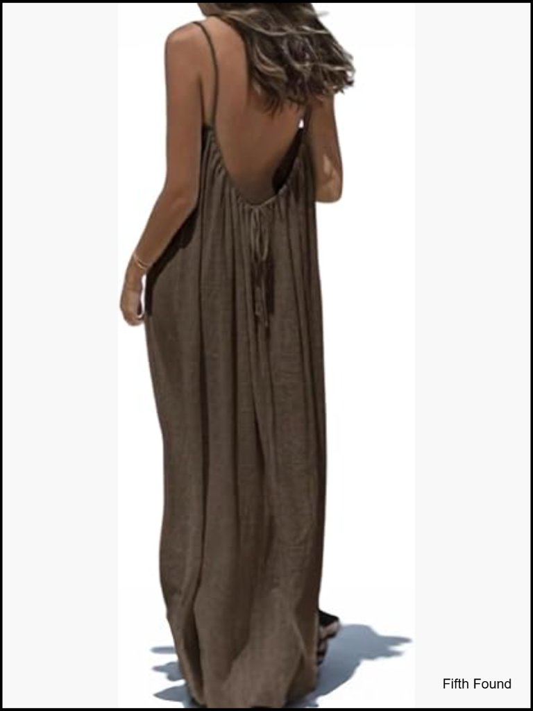 Sleeveless Backless Cami Sundress Summer Vacation Flowy Mini Dress